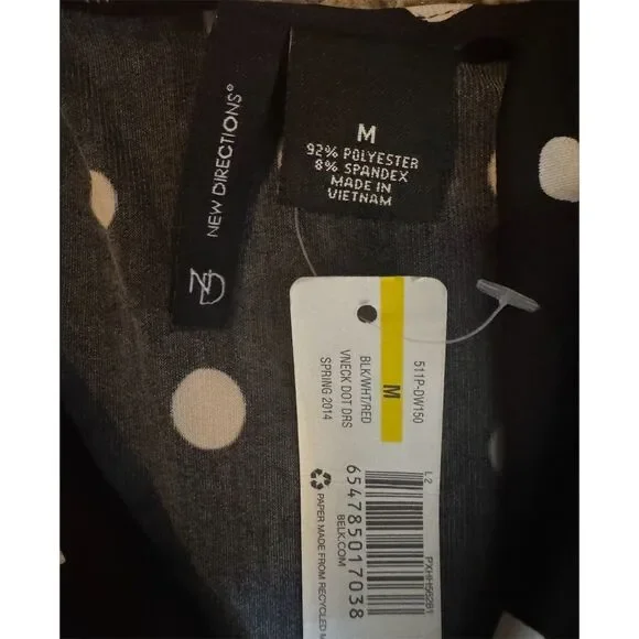 New Directions Women's M Polka Dot Fit & Flare Dress Red Accents - Picture 8 of 8